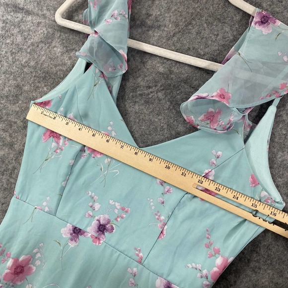 Lulus Maxi Dress XS Mint Green Floral Print Off Shoulder Take You There - Picture 9 of 14